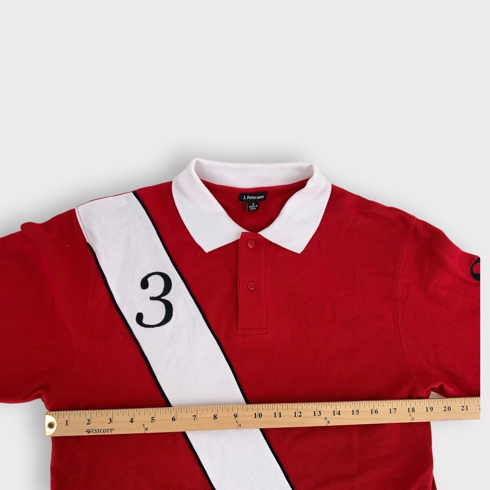 J. Peterman Rugby Polo Long Sleeve Shirt Red White Stripe #3 S - Picture 8 of 11